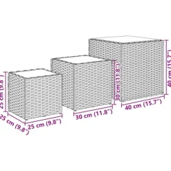 vidaXL Trädgårdskrukor 3 st svart konstrotting