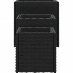 vidaXL Trädgårdskrukor 3 st svart konstrotting