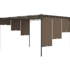 vidaXL Trädgårdspaviljong med draperier 4x3x2,25 m taupe - Partytält & paviljoner