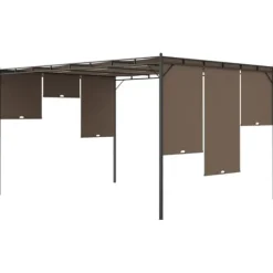vidaXL Trädgårdspaviljong med draperier 4x3x2,25 m taupe - Partytält & paviljoner