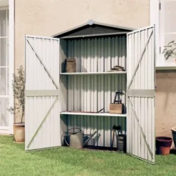 vidaXL Trädgårdsskjul antracit 116x45x175 cm galvaniserat stål - Förråd & Redskapsbodar