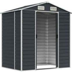 vidaXL Trädgårdsskjul antracit 191x130x198 cm galvaniserat stål - Förråd & Redskapsbodar