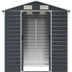 vidaXL Trädgårdsskjul antracit 191x130x198 cm galvaniserat stål - Förråd & Redskapsbodar