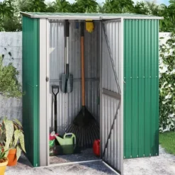 vidaXL Trädgårdsskjul grön 180,5x97x209,5 cm galvaniserat stål - Förråd & Redskapsbodar