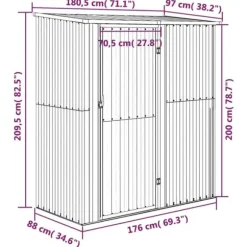 vidaXL Trädgårdsskjul grön 180,5x97x209,5 cm galvaniserat stål - Förråd & Redskapsbodar
