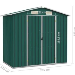 vidaXL Trädgårdsskjul grön 205x129x183 cm galvaniserat stål - Förråd & Redskapsbodar