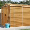 vidaXL Trädgårdsskjul ljusbrun 191x980x198 cm galvaniserat stål - Förråd & Redskapsbodar