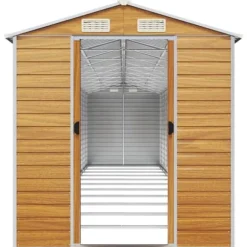 vidaXL Trädgårdsskjul ljusbrun 191x980x198 cm galvaniserat stål - Förråd & Redskapsbodar