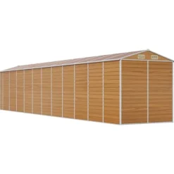 vidaXL Trädgårdsskjul ljusbrun 191x980x198 cm galvaniserat stål - Förråd & Redskapsbodar