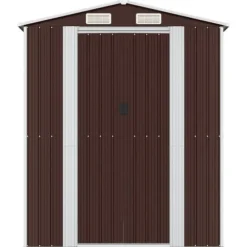 vidaXL Trädgårdsskjul mörkbrun 192x357x223 cm galvaniserat stål - Förråd & Redskapsbodar