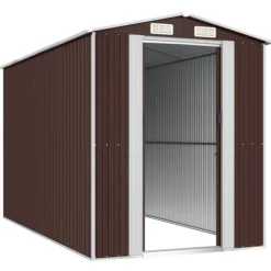 vidaXL Trädgårdsskjul mörkbrun 192x357x223 cm galvaniserat stål - Förråd & Redskapsbodar