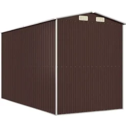 vidaXL Trädgårdsskjul mörkbrun 192x357x223 cm galvaniserat stål - Förråd & Redskapsbodar