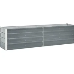 vidaXL Upphöjd trädgårdssäng Galvaniserat stål 240x40x45 cm Grå