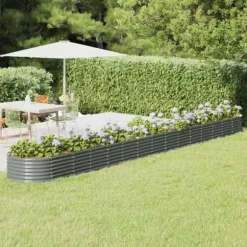 vidaXL Upphöjd Trädgårdssäng Blomlåda Växtlåda Upphöjd Säng Patio Terrass Utomhus Galvaniserat Stål 620x80x36 318944