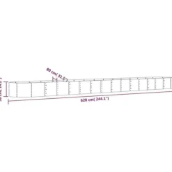 vidaXL Upphöjd Trädgårdssäng Blomlåda Växtlåda Upphöjd Säng Patio Terrass Utomhus Galvaniserat Stål 620x80x36 318944