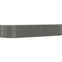 vidaXL Upphöjd Trädgårdssäng Blomkruka Växtlåda Upphöjd Säng Patio Trädgård Terrass Utomhus Grå 367x140x68 cm 319104