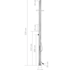 vidaXL Utedusch 220 cm rostfritt stål