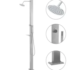 vidaXL Utedusch rostfritt stål rak