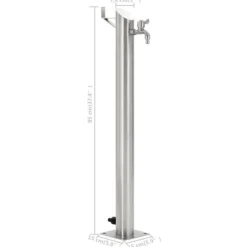 vidaXL Vattenpost för trädgården 95 cm rostfritt stål rund - Bevattning