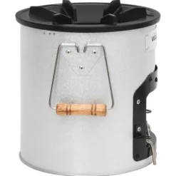 vidaXL Vedeldad campingspis silver 45x25x26 cm stål - Öppna spisar