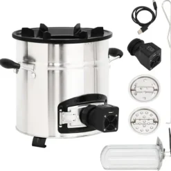 vidaXL Vedeldad spis med USB-fläkt 35,5x26x28 cm rostfritt stål - Öppna spisar