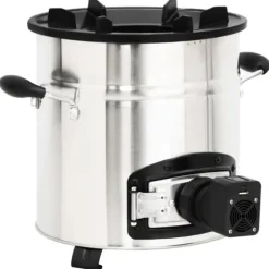 vidaXL Vedeldad spis med USB-fläkt 35,5x26x28 cm rostfritt stål - Öppna spisar