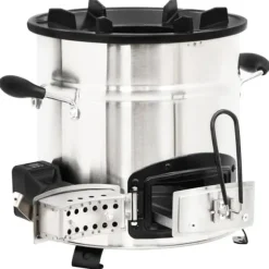 vidaXL Vedeldad spis med USB-fläkt 35,5x26x28 cm rostfritt stål - Öppna spisar