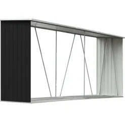 vidaXL Vedskjul galvaniserat stål 330x84x152 cm antracit