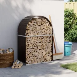 vidaXL Vedställ brun 80x45x120 cm galvaniserat stål - Vedställ & vedkorgar