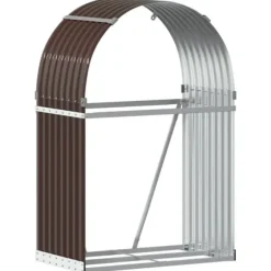 vidaXL Vedställ brun 80x45x120 cm galvaniserat stål - Vedställ & vedkorgar