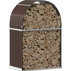 vidaXL Vedställ brun 80x45x120 cm galvaniserat stål - Vedställ & vedkorgar