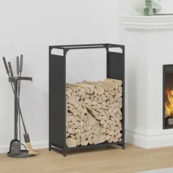 vidaXL Vedställ svart 60x28x90 cm kallvalsat stål