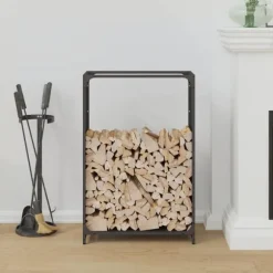 vidaXL Vedställ svart 60x28x90 cm kallvalsat stål