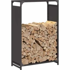 vidaXL Vedställ svart 60x28x90 cm kallvalsat stål