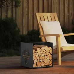 vidaXL Vedställ svart 40x40x40 cm kallvalsat stål