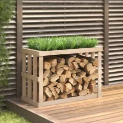 vidaXL Vedställ 108x52x74 cm massiv furu - Vedställ & vedkorgar