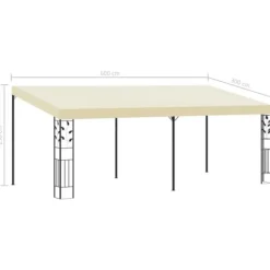 vidaXL Väggmonterad paviljong 6x3x2,5 m gräddvit - Partytält & paviljoner