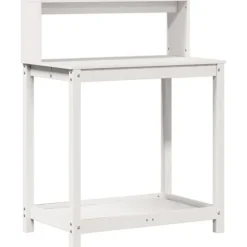 vidaXL Växtbord med hyllor vit 82,5x50x109,5 cm massiv furu - Växtställ