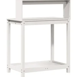 vidaXL Växtbord med hyllor vit 82,5x50x109,5 cm massiv furu - Växtställ