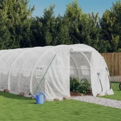 vidaXL Växthus med stålram vit 30 m² 10x3x2 m - Växthus