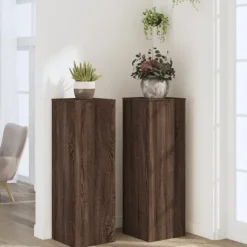 vidaXL Växtställ 2 st brun ek 33x33x100 cm konstruerat trä