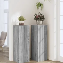 vidaXL Växtställ 2 st grå sonoma 33x33x100 cm konstruerat trä
