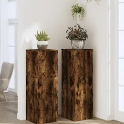 vidaXL Växtställ 2 st rökfärgad ek 33x33x100 cm konstruerat trä