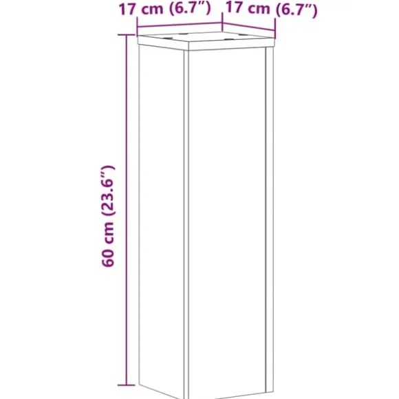 vidaXL Växtställ 2 st rökfärgad ek 17x17x60 cm konstruerat trä