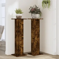 vidaXL Växtställ 2 st rökfärgad ek 30x30x95 cm konstruerat trä
