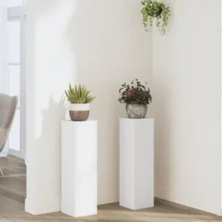 vidaXL Växtställ 2 st vit 17x17x60 cm konstruerat trä