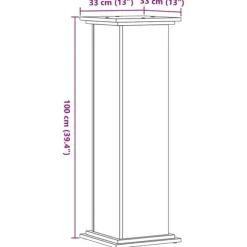 vidaXL Växtställ betonggrå 33x33x100 cm konstruerat trä