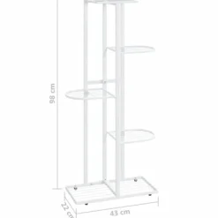 vidaXL Växtställ med 5 hyllor 43x22x98 cm vit metall - Växtställ