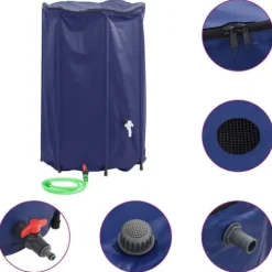 Vikbar vattentank 1000 L med kran - Slitstark PVC | Färg: Grön | Storlek: 1000 L