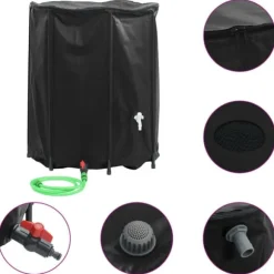 Vikbar vattentank med kran 1250 L - PVC | Färg: Grön | Storlek: 1250 L